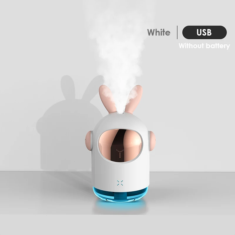 White USB 350 мл космический кролик, увлажнитель воздуха, цветной Ночной светильник, настольный водный диффузор, 500 мА/ч аккумулятор, портативный распылитель - Цвет: White USB