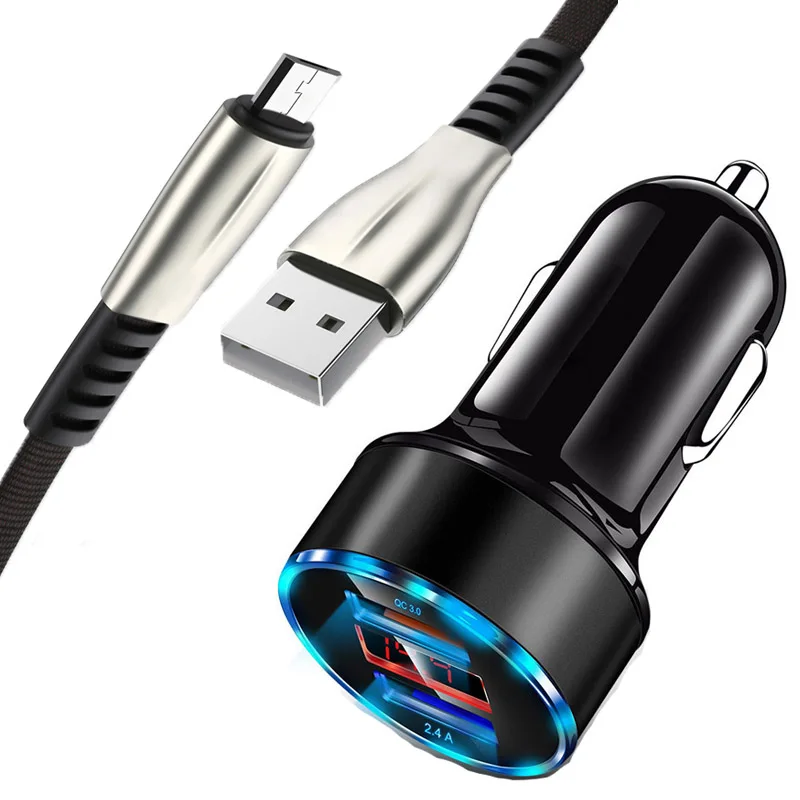 Автомобильное зарядное устройство светодиодный двойной USB телефон быстрое