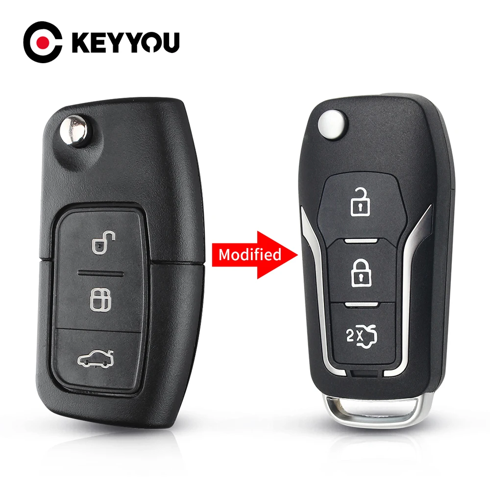 

KEYYOU 5x Folding Modified Filp Car Remote Key Shell Housing Case For Ford Mondeo Focus Fiesta C Max S Max Galaxy Fob 3 BT