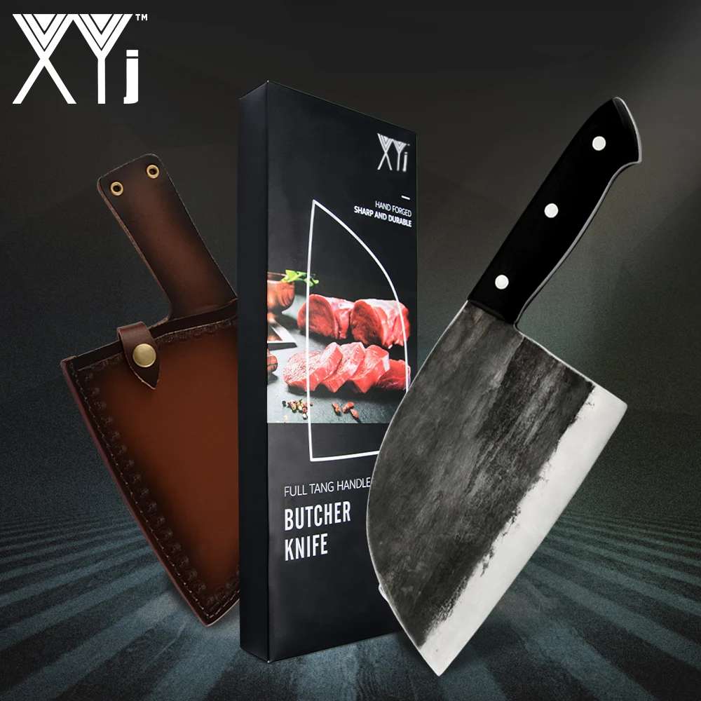 XYj нож мясника ручной работы Высокоуглеродистый кухонный шеф с футляром легко