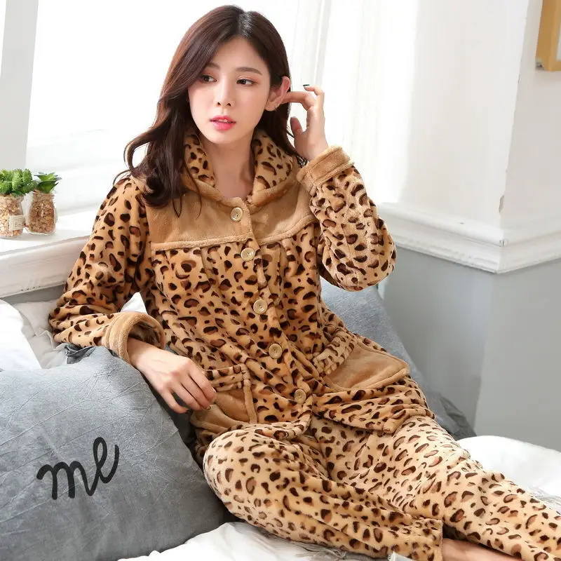 pijamas women winter Одежда для сна Женский комплект осенне-зимняя Пижама женская тёплая пижама с принтом женские теплые пижамы большого размера костюм для сна домашняя пижама 2 - Цвет: pijamas women winter