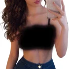 Женская одежда, майки из искусственного меха, сексуальный укороченный топ на бретелях-спагетти, облегающий жилет без рукавов