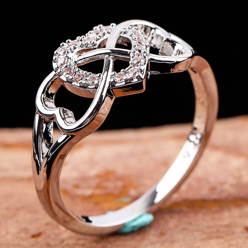 Минималистичные кольца с тремя сердечками серебристого цвета для женщин милые