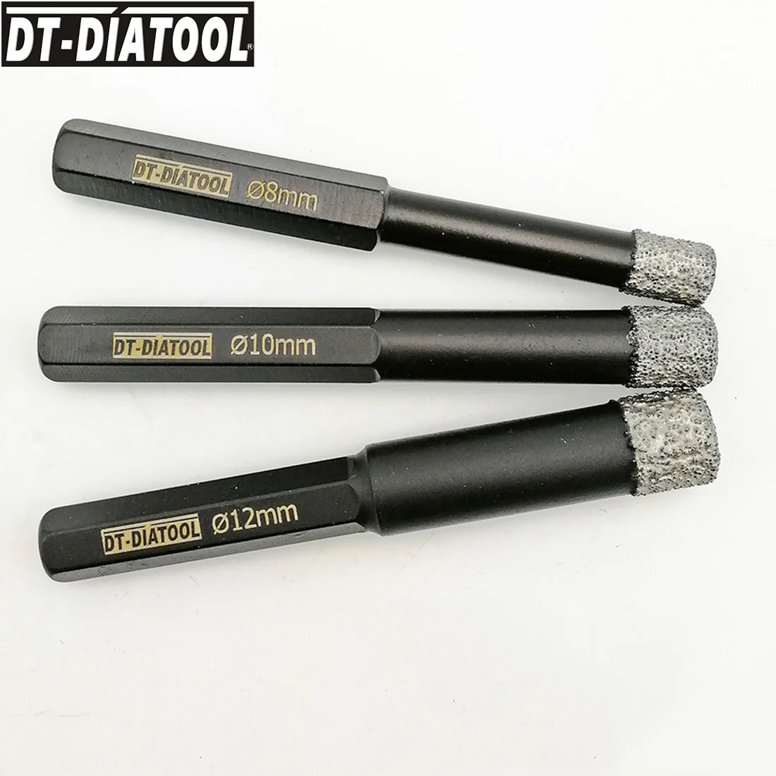 

DT-DIATOOL 3 шт./компл. диаметром 8 мм 10 мм 12 мм шестигранный хвостовик сухой вакуумных паяных алмазного сверла алмазные коронки