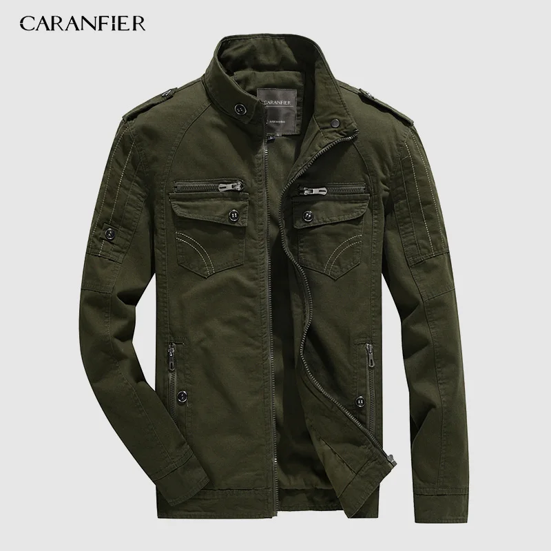army green CARANFIER военная куртка мужская зимняя хлопковая куртка пальто армейская Мужская куртка пилот воздушная сила Осенняя Повседневная карго Jaqueta Мужская 6XL - Цвет: army green