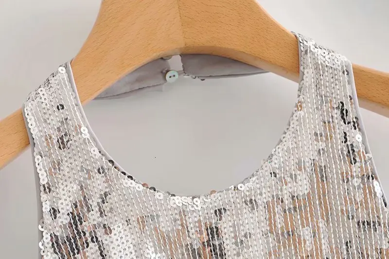 sexy silver sequined party dress women sleeveless backless tassel dress elegant ladies vestido