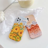 retro art oil painting flower phone case for iphone 12 mini 11 pro xs max xr x 7 8 plus watercolor floral tpu back cover women