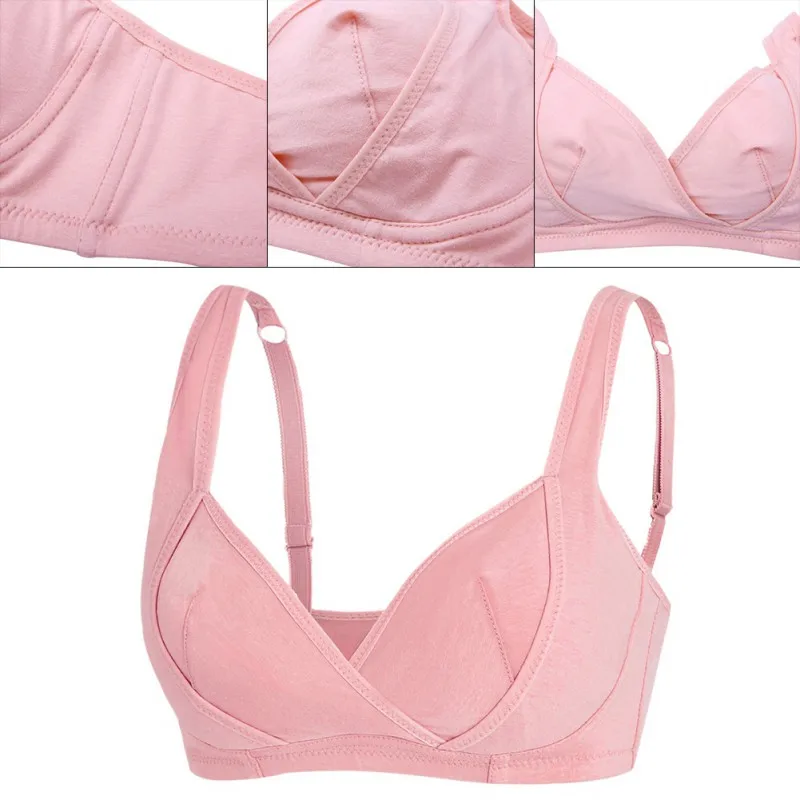 

Wholesale Women Front Open Cotton Bras Wire Free Feeding Nursing Brassiere Solid Unlined Bra for Pregnant