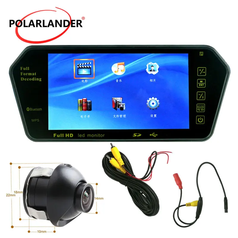7 Inch TFT LCD Display MP5 USB/SD/FM Parking System 12-24V Car Mirror Monitor 800*480 Transimitter Night Vision Rear View Camera |