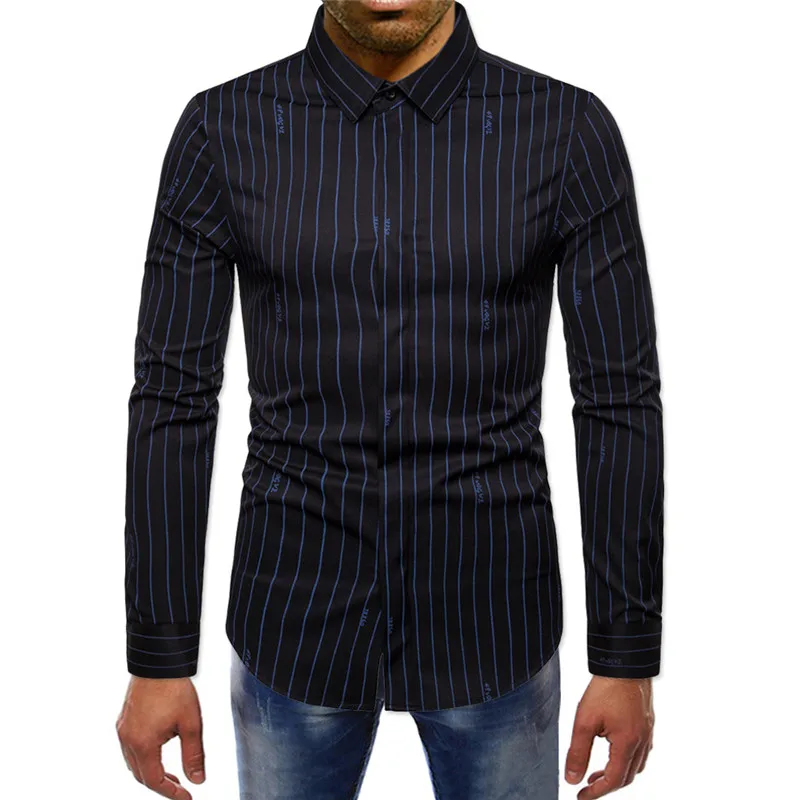

Long Sleeves Striped Shirt Causal Mens Fashion Shirt Spring Plus Size Long Sleeve Shirt
