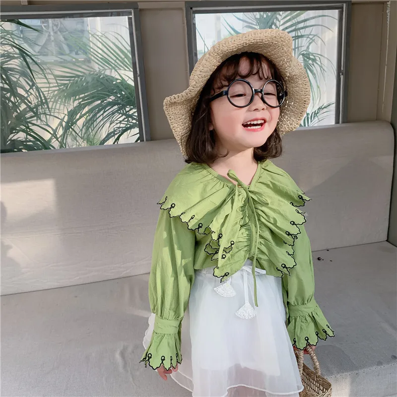 Топы с длинными рукавами и v образным вырезом для девочек рубашка детские