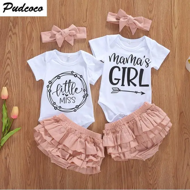 Летний комплект одежды для новорожденных маленьких девочек с короткими рукавами