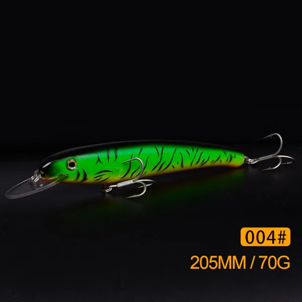 Приманка для рыбалки Minnow, цветная приманка, искусственная жесткая приманка для рыбалки, 205 мм, 70 г - Цвет: 004