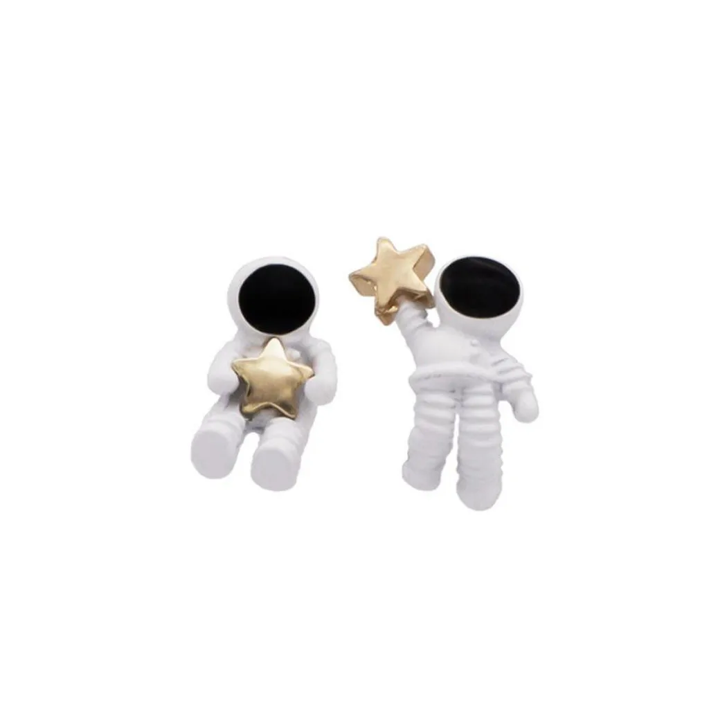 

Earrings For Girls Anime Astronaut Gold Stars Cute Creative Design Stud Earring For Women Gift