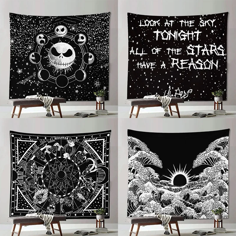 

Mandala Tapestry White Black Sun Moon Tapestry Wall Hanging Wall Decor Tapestry Aesthetic Hippie Tapestries Wall Blanket