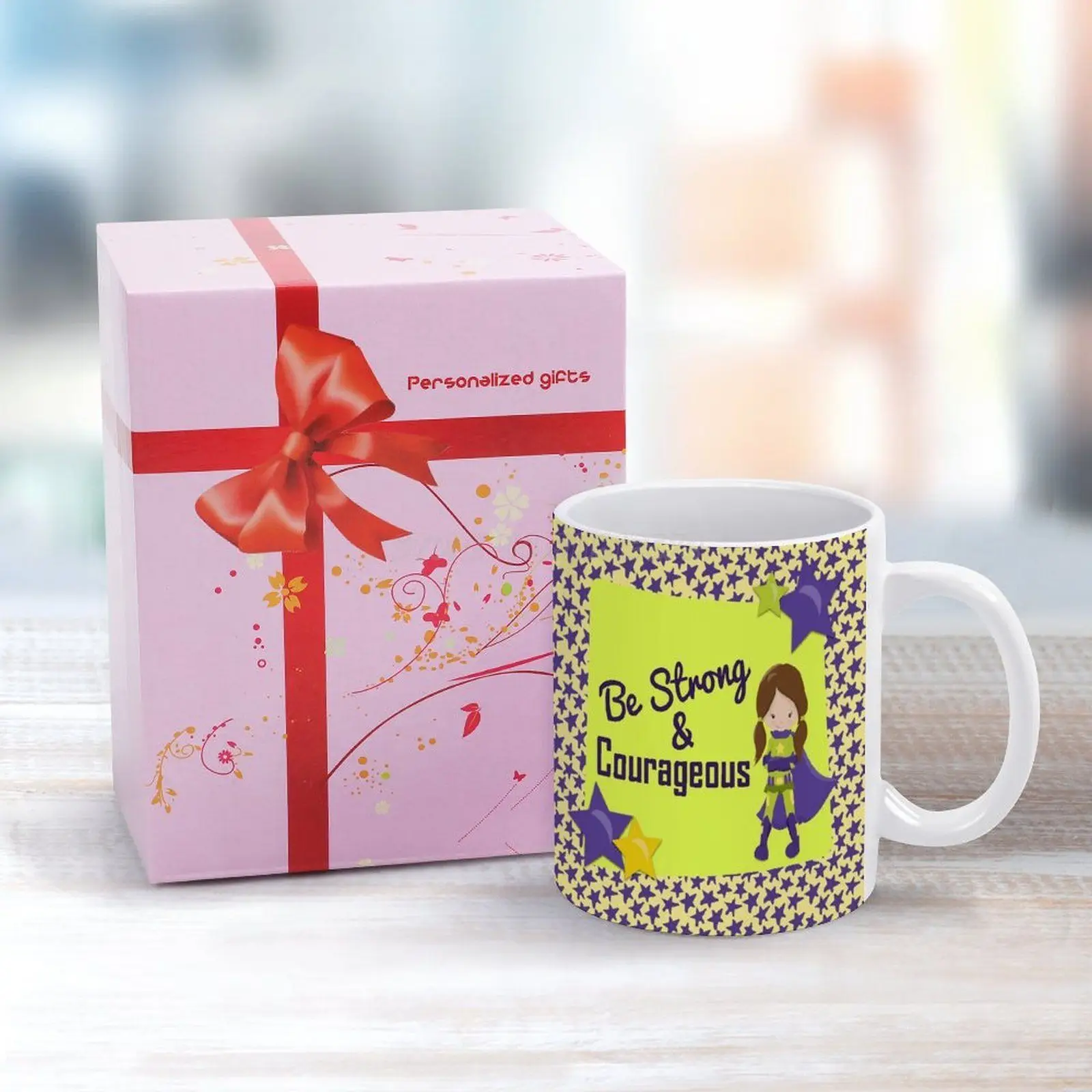 Кружка Будь Сильным и Отважным Супергероя Новое Качественное Печатное Изображение 11 унций Фиолетовая Звезда.