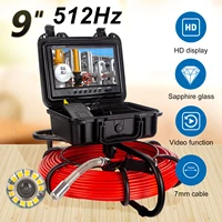 pipe inspection camera 9inch 1080p screen and auto self balancing 512hz sewer pipeline locator ip68 23mm with dvr fuction