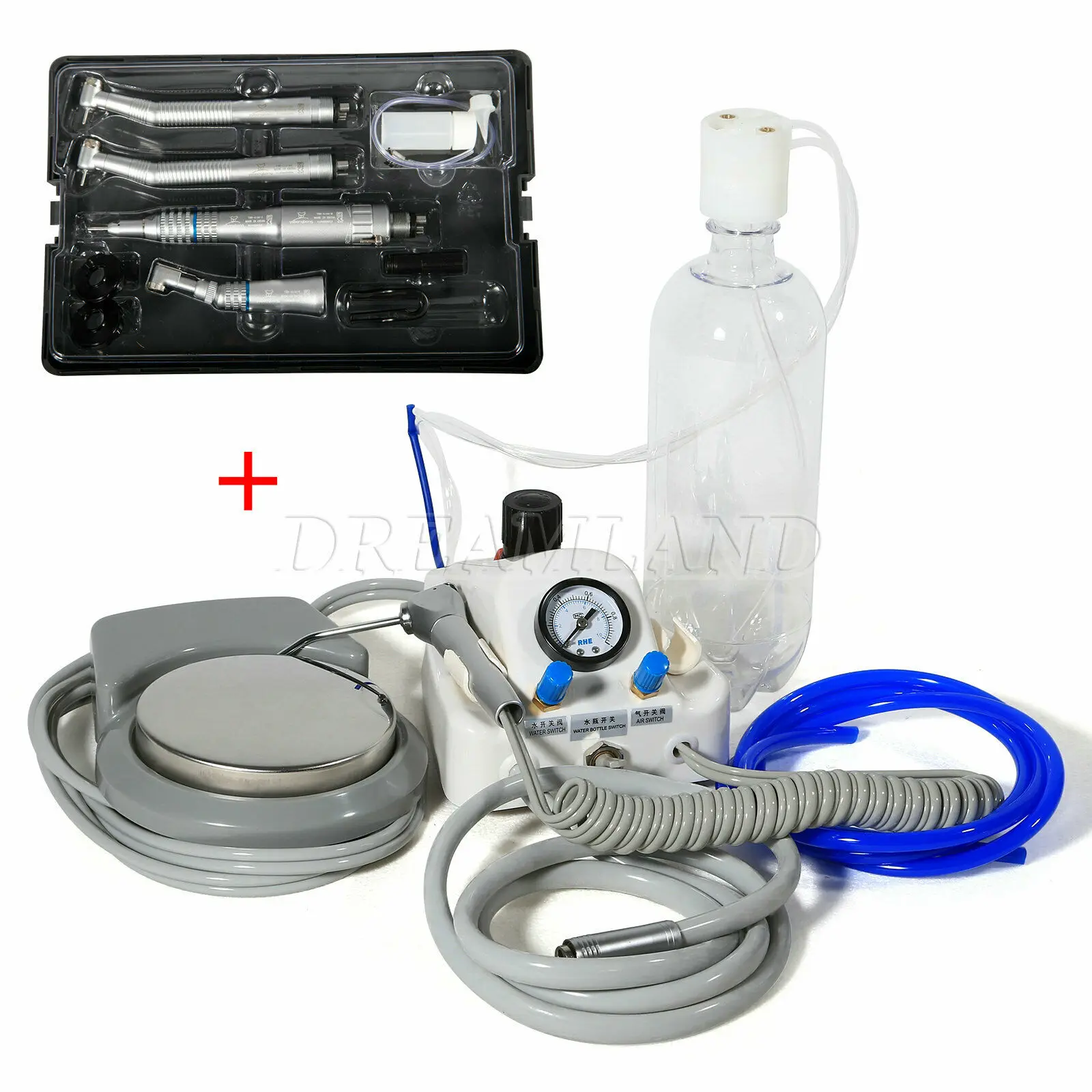 Стоматологический портативный воздушный турбинный блок работает с компрессором