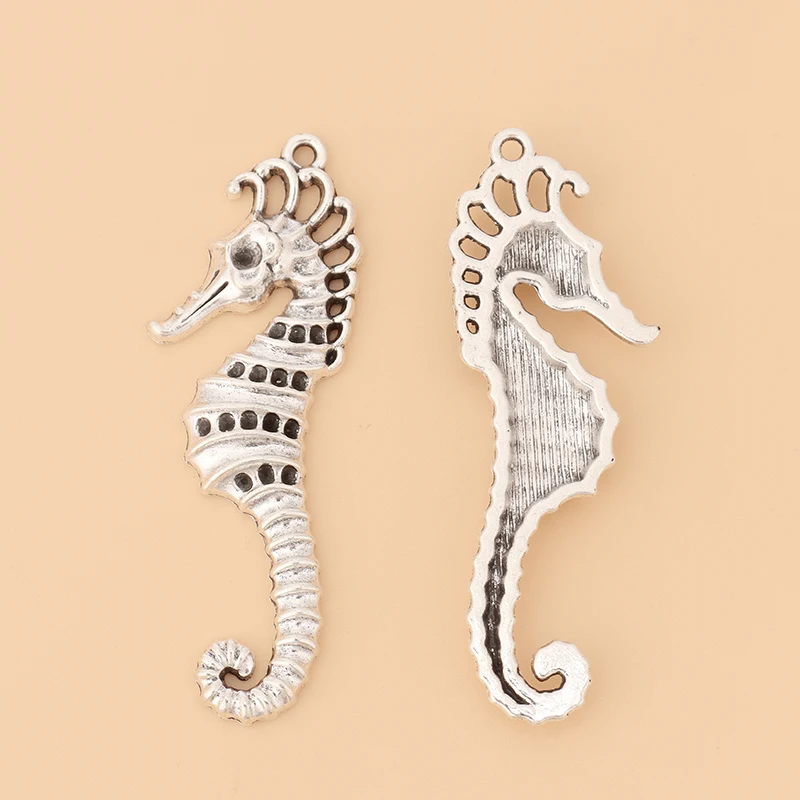 

50pcs/Lot Tibetan Silver Seahorse Hippocampus Charms Pendants for Necklace Bracelet Jewelry Making Accessories 52x17mm