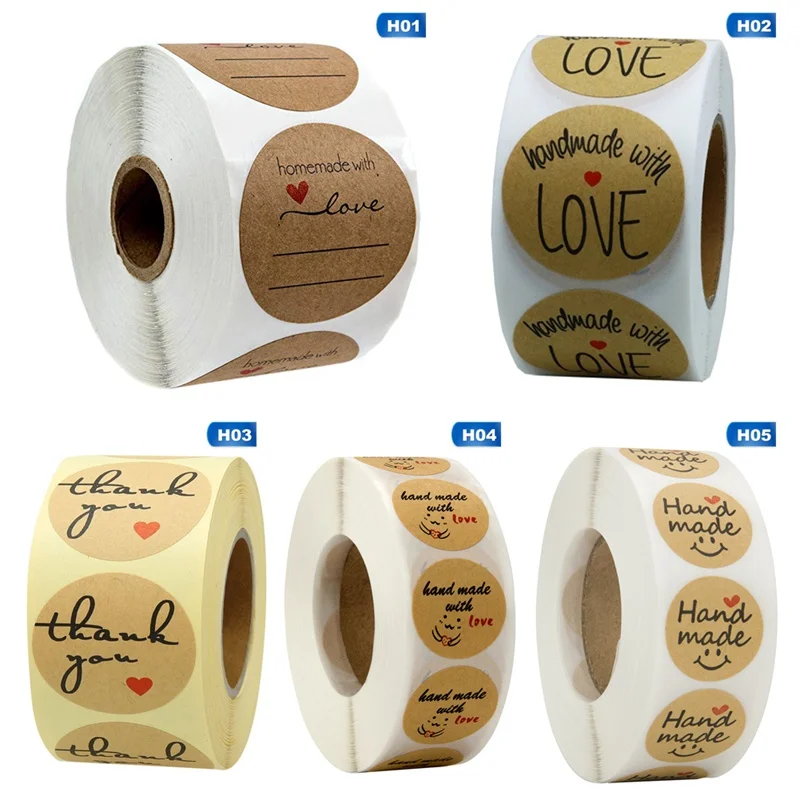 500 шт./лот самодельные наклейки ручной работы с надписью Handmade With Love свадебные