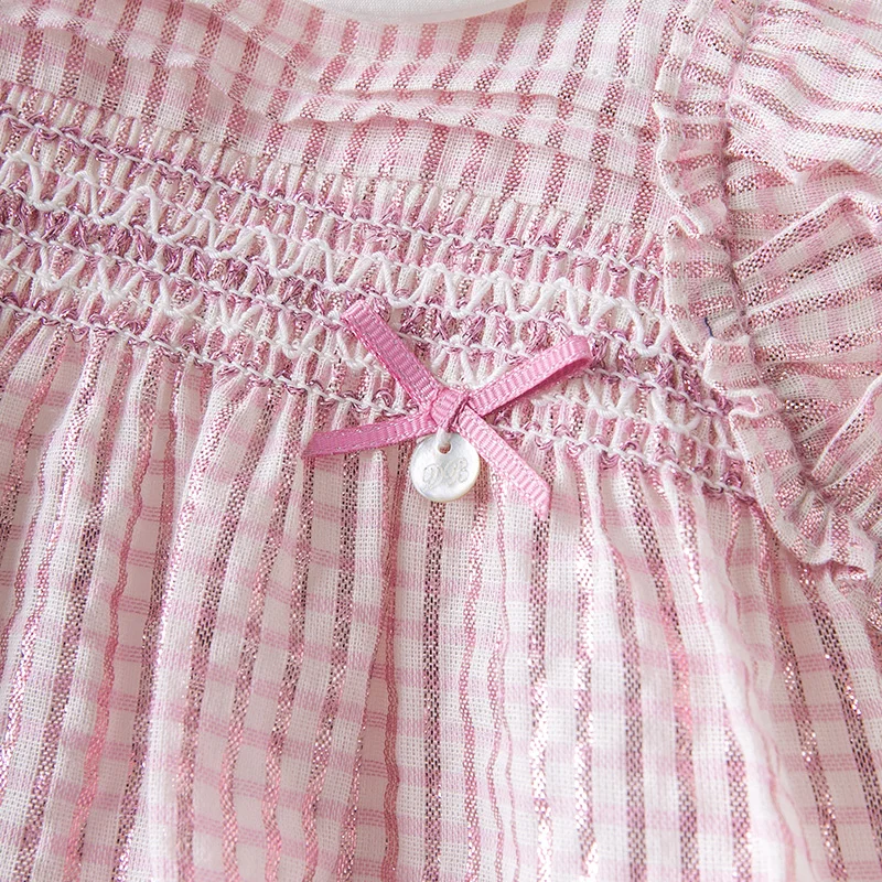 Dave bella/DB12970 летнее платье с бантом для маленьких девочек Полосатое рюшами модные