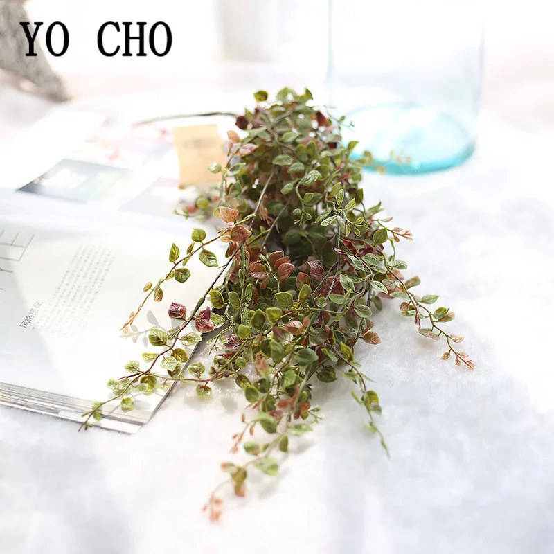 60 см искусственные цветы золотые и серебряные листья растения зеленая гирлянда