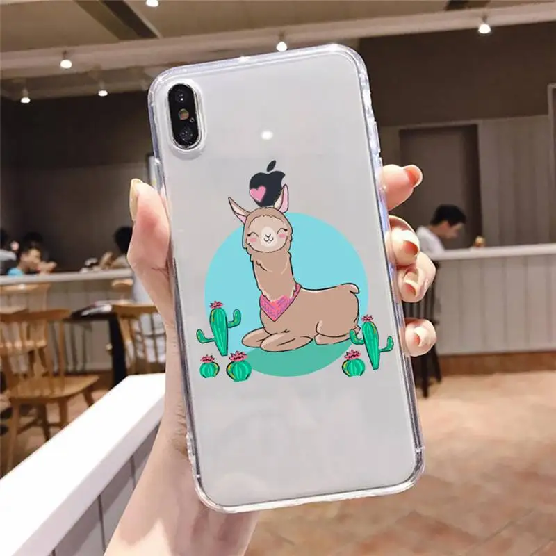 

Phone Case For iphone 12 11 8 7 6s 6 5 5s 5c se plus mini x xs xr pro max cartoon Alpaca Transparent soft