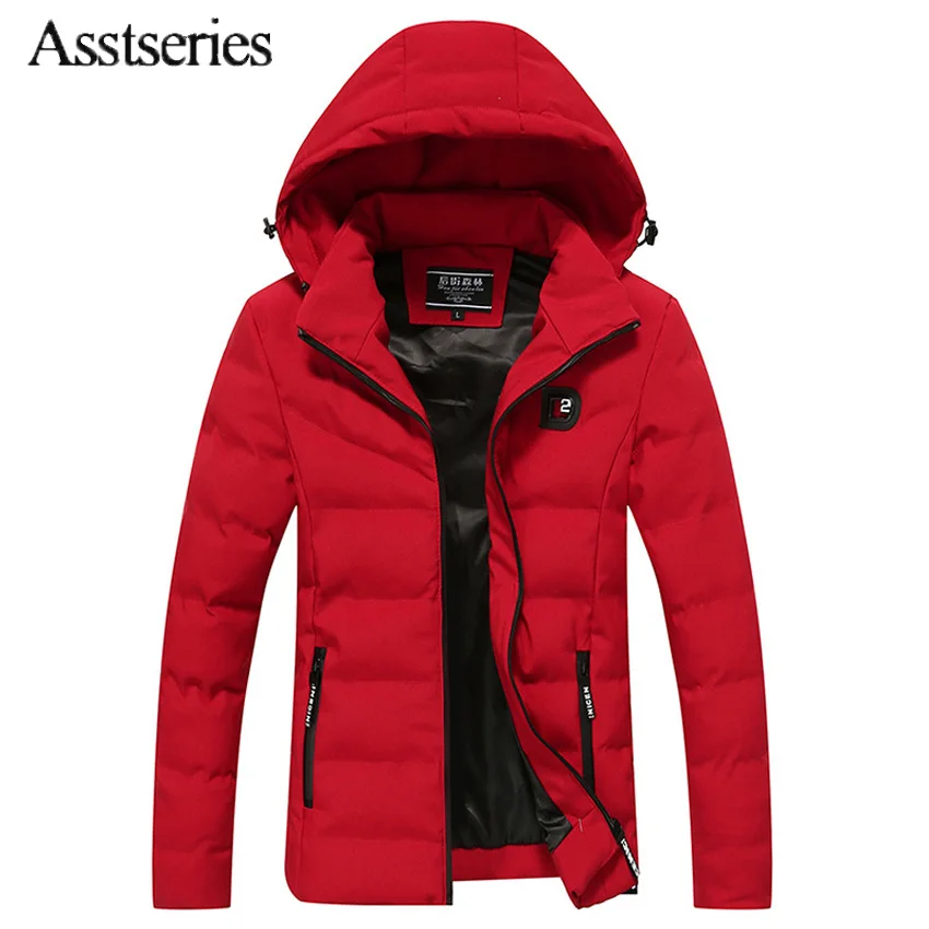 

Мужские зимние куртки, новинка 2021, стильные приталенные стеганые повседневные однотонные толстые парки с капюшоном и длинным рукавом, моде...