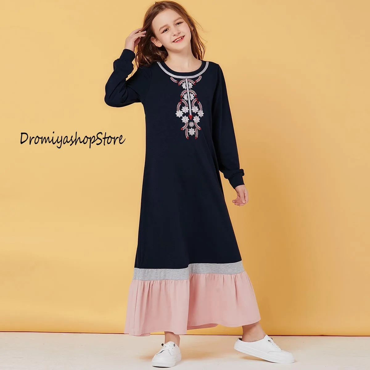 Мусульманское платье с вышивкой для девочек|Мусульманская одежда| |