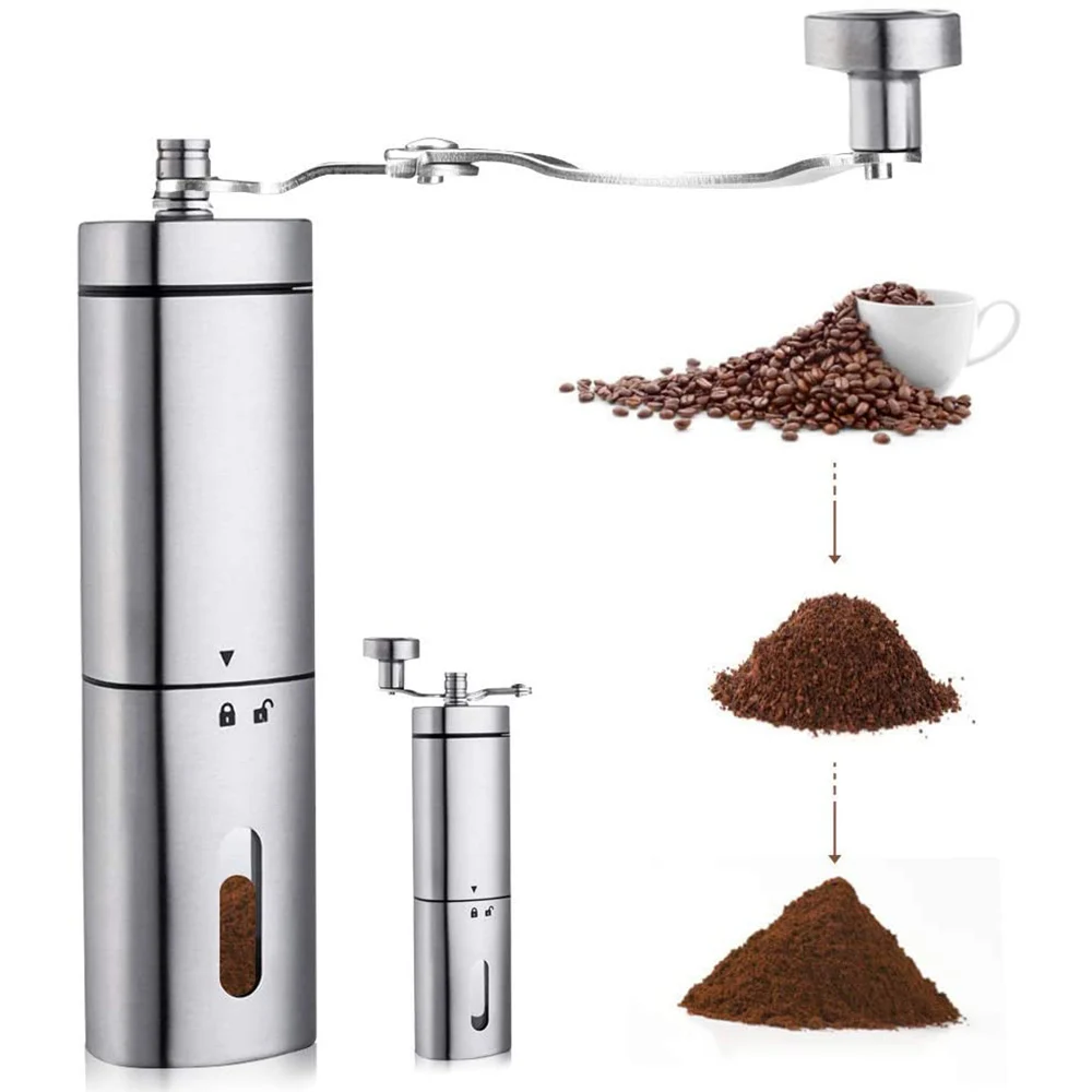 

Manual Coffee Grinder Stainless Steel Hand Handmade Coffee Bean Burr Grinders Mill Washed Reused Kitchen Tool Christmas Gifts