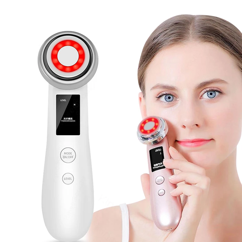 СВЕТОДИОДНЫЙ цветной RF массажер для лица с микротоком ультразвуковой