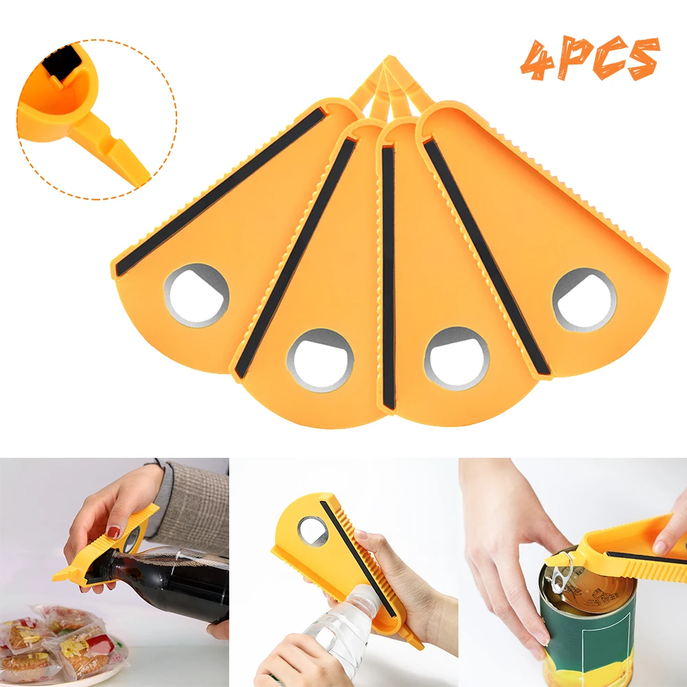 

4PC Jar Opener Can Opener Lid Opener Bottle Opener Multifunctional Rubber Strip Grip Easy to Use Kitchen Gadget Stubborn Lid