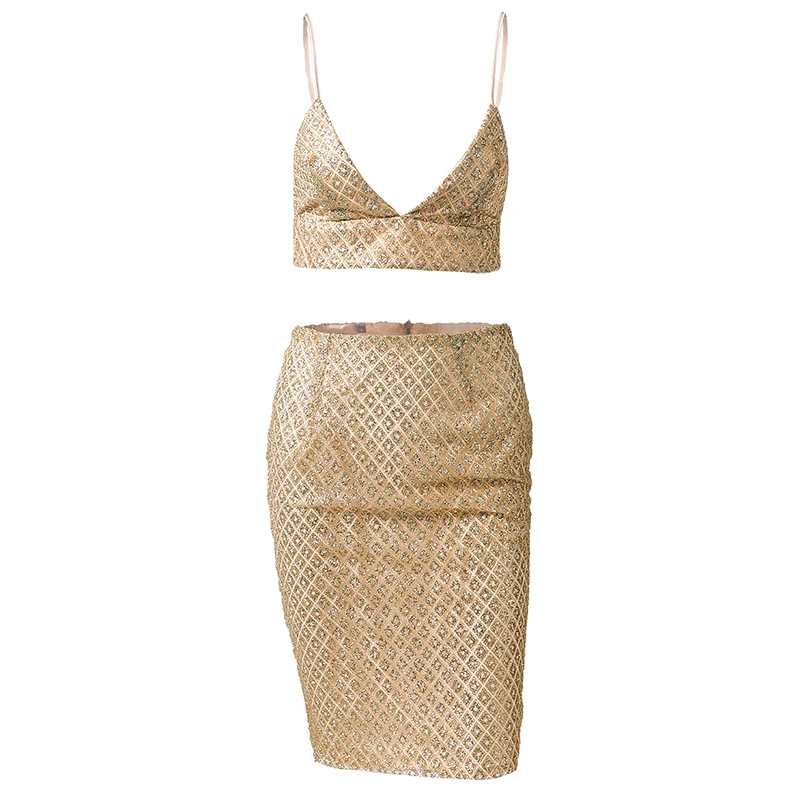 Платье женское золотое блестящее Сетчатое облегающее с глубоким вырезом без