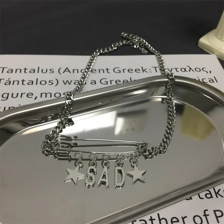 Крутой чокер в стиле Харадзюку С печальными буквами и звездами ожерелье из