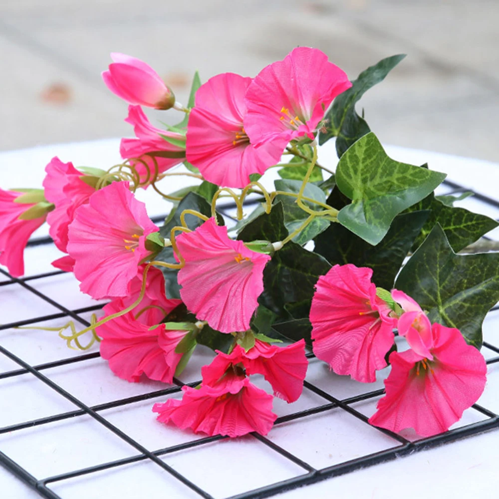 Fake Morning Glory Simulation Petunia Wedding Home Decor Artificial Flowers Fence Window Greenery Leaf Plants | Дом и сад