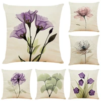 flowers print cushion cover decorative pillows cartoon seat cushions home decor flax throw pillow sofa pillowcase