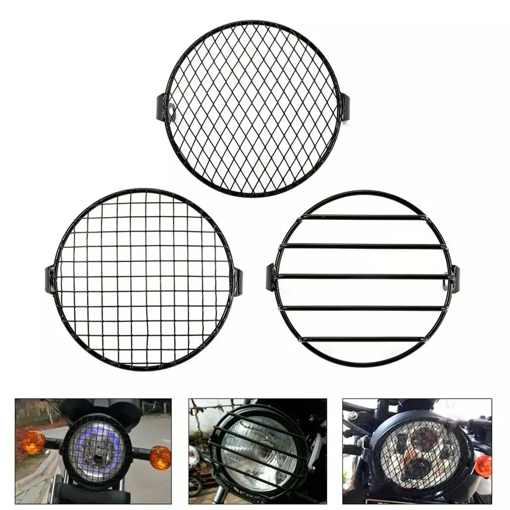 

7 Inch Motorcycle Universal Vintage Headlight Protector Retro Grill Light Lamp Cover Motorcycle Modified Metal Mesh Lampshade