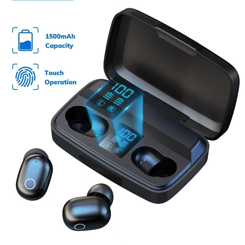 

TWS Bluetooth Wireless Headphones Fingerprint Touch Bluetooth earphone Charging Box Sports earbuds