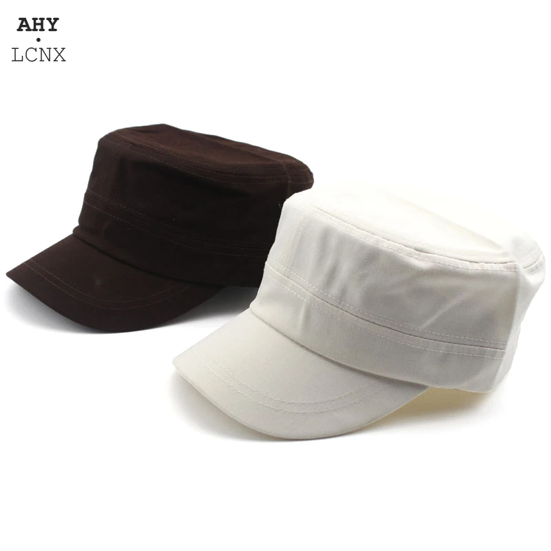 

Classic Solid color Flat Top Mens Washed Baseball Caps Adjustable Outdoor Casual Hat Women Fitted Cap Military Hats For Men