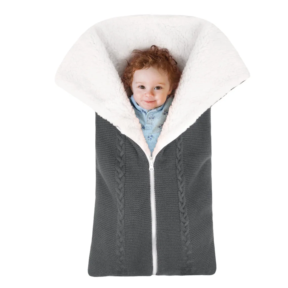 

Спальный мешок для новорожденных, утепленный зимний детский конверт, вязаные пеленки для коляски, мешочки для младенцев