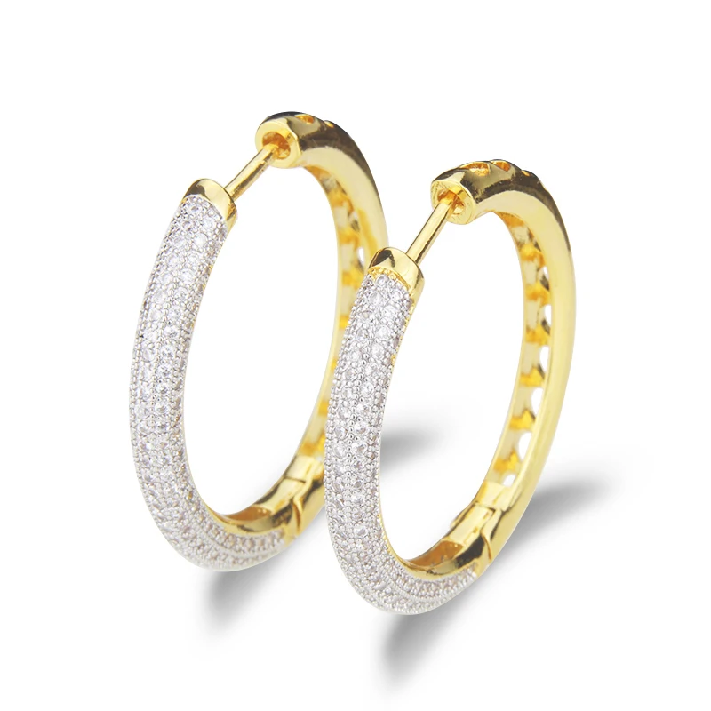 

SUNSLL Hot Sale Gold/Silver Colour Copper Earring White Cubic Zirconia Hoop Earrings For Women Party ,Birthday Jewelry Gifts