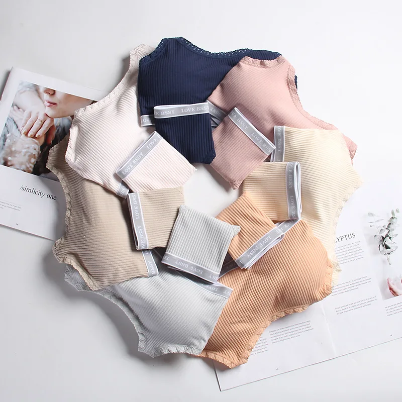 Комплект спортивного нижнего белья с надписью jollb Thread Miss для девочек студенток