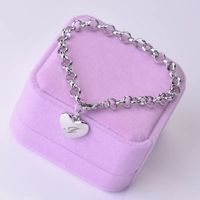 Модные женские серебряные 26 Браслеты с буквами для женщин ювелирные изделия