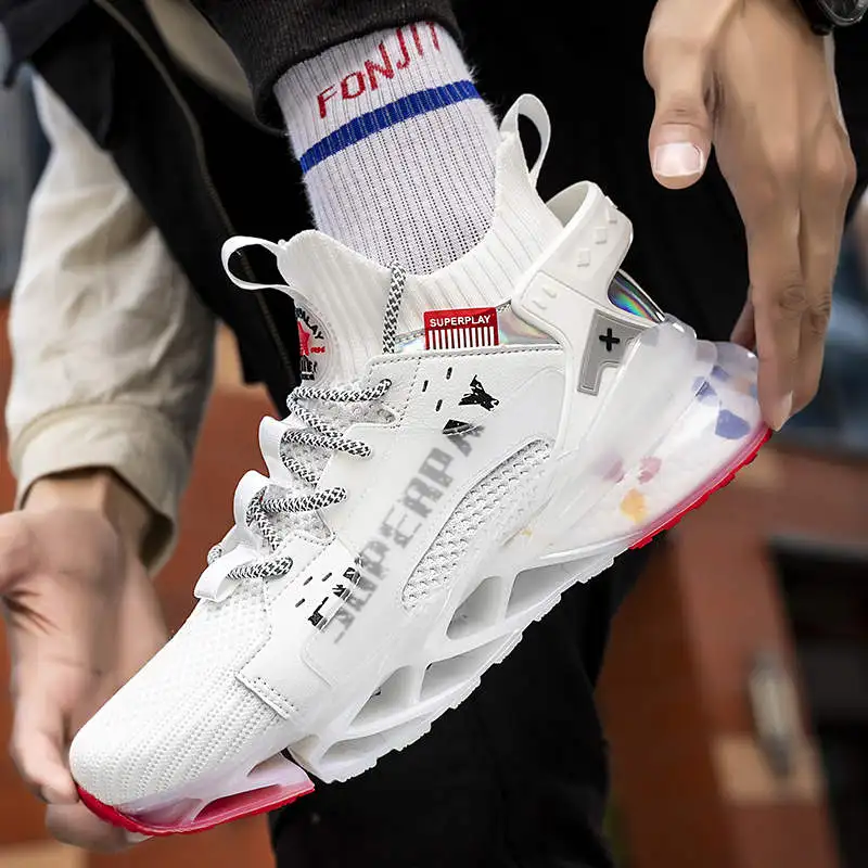 

Thick Bottom Sport Shoes Male Mesh Breathable Sneakers Shoes Blade Blade Mens Running Sneakers Summer Men's Sports Footwear 154G