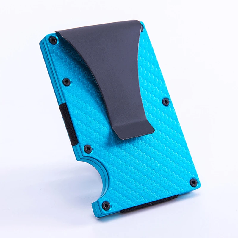 

Синий Алюминиевый кошелек из углеродного волокна с зажимом для денег, металлический кошелек для кредитных карт с радиочастотной идентифик...