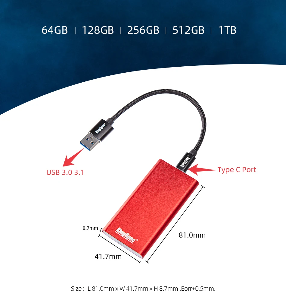 KingSpec портативный SSD Внешний жесткий диск 1 ТБ 120GB 240GB 512GB type-c USB 3,1 внешний SSD 1 ТБ HDD для портативных ПК на Рождество