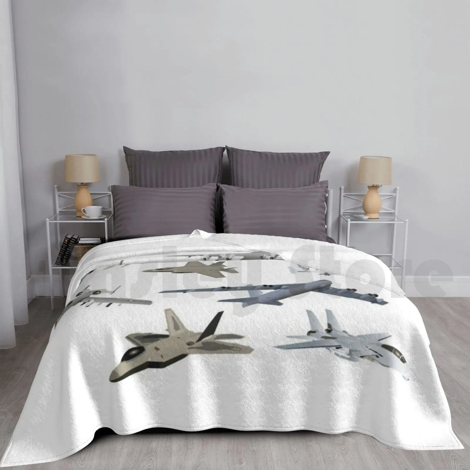 

Us Military Airplanes Blanket Super Soft Warm Light Thin American Military Pattern Aviation Jet Fighter Attack Plane