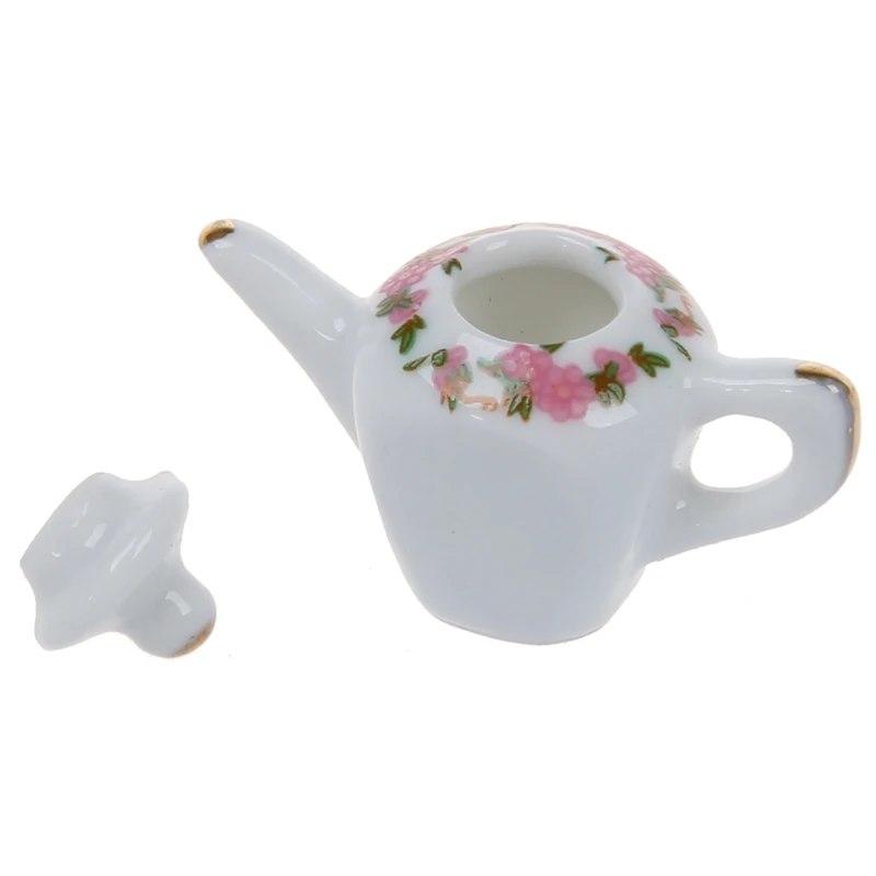 

Set of 15pcs 1/12 Dollhouse Miniature Dining Ware Porcelain Tea Set Pot+Dish+Cup+Saucer