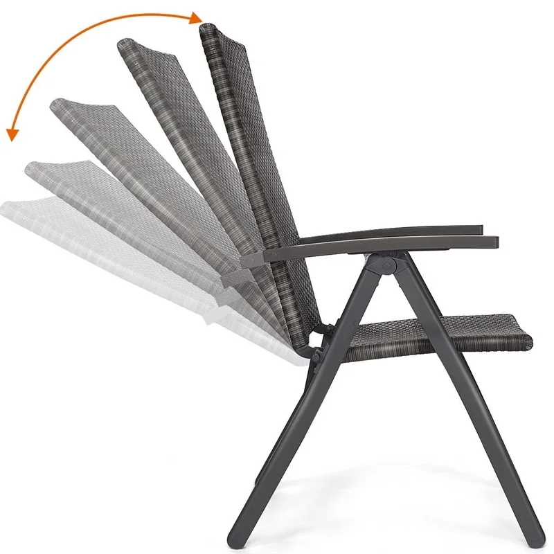 Регулируемые складные уличные плетеные портативные стулья из ротанга 2 шт.