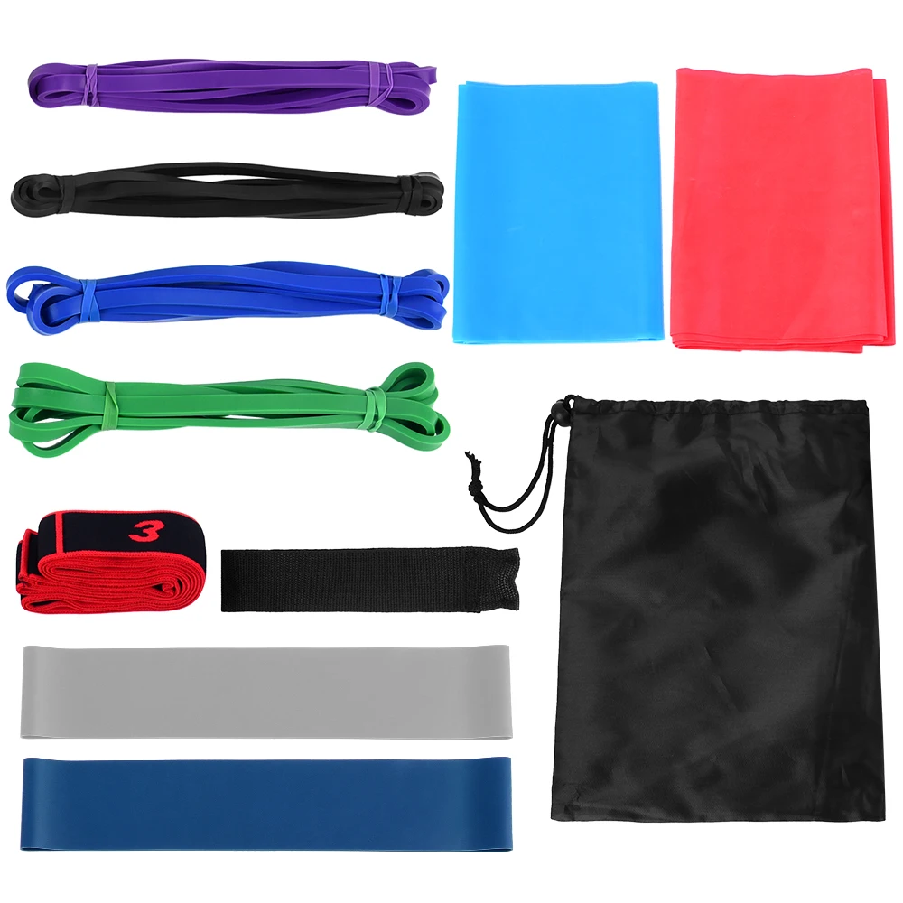 

11pcs Fintess Resistance Bands Workout Exercise Loop Bands Yoga Stretch Strap Carry Bag Home Gym Pilates Yoga Physical Therapy